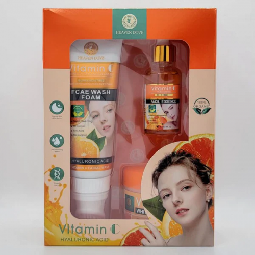 Set de 3 Piezas Hidratante con Vitamina C y Ácido Hialurónico para el Cuidado Facial