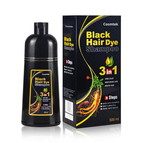 Champú Instantáneo Negro 3 en 1 | Tinte Rápido para el Cabello 16.9 fl oz