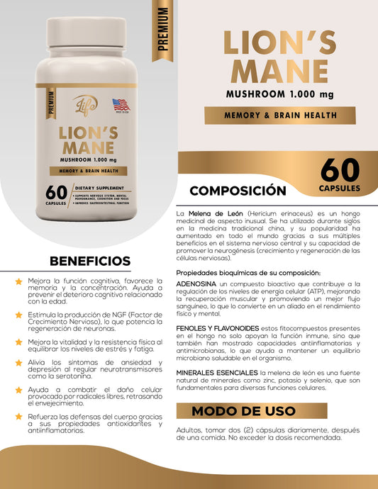 Lion’s Mane Mushroom – Memoria, Concentración y Salud Cerebral