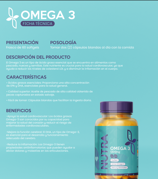 Omega 3 1200 mg con EPA y DHA – 60 Softgels